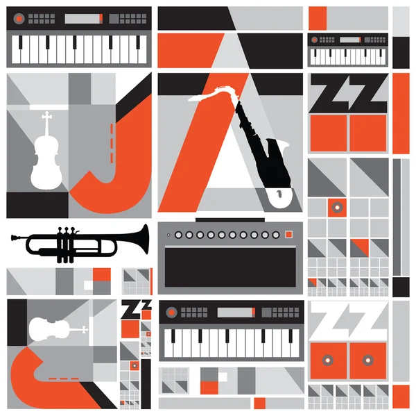 Cartaz de música jazz vetorial para design de fundo e layout — Vetor de Stock