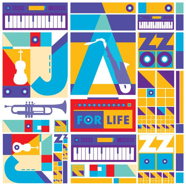 Vector jazz music poster for background and layout design — Διανυσματικό Αρχείο