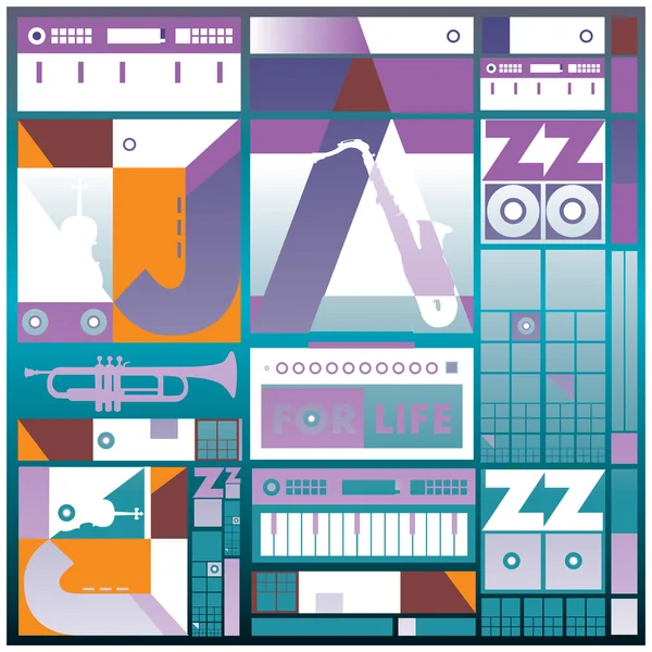 Poster di musica jazz vettoriale per la progettazione di sfondo e layout — Vettoriale Stock