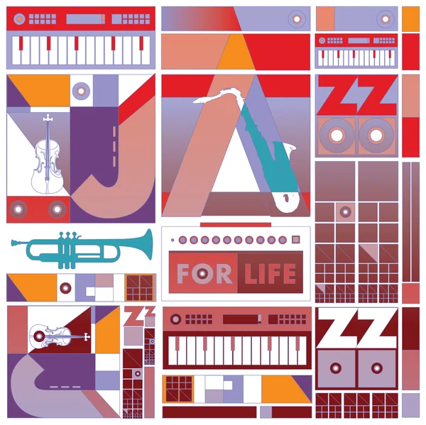 Poster di musica jazz vettoriale per la progettazione di sfondo e layout — Vettoriale Stock