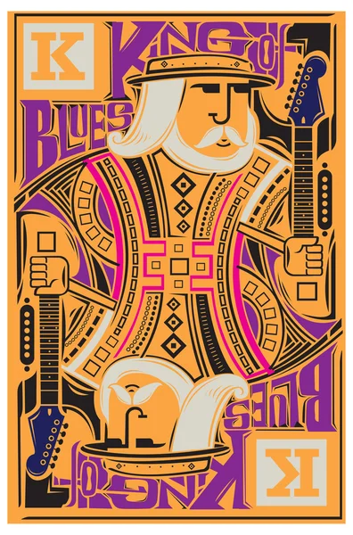 Koning van de blues muziek illustratie voor poster — Stockvector