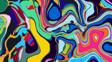 soyut psikedelik dijital sanat eserleri canlı kıvrımlı renkler içerir, dinamik, akışkan bir bileşim oluşturur.
