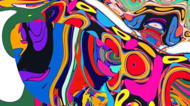 soyut psikedelik dijital sanat eserleri canlı kıvrımlı renkler içerir, dinamik, akışkan bir bileşim oluşturur.