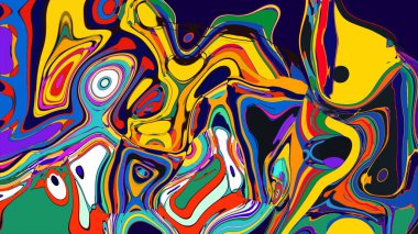 soyut psikedelik dijital sanat eserleri canlı kıvrımlı renkler içerir, dinamik, akışkan bir bileşim oluşturur.
