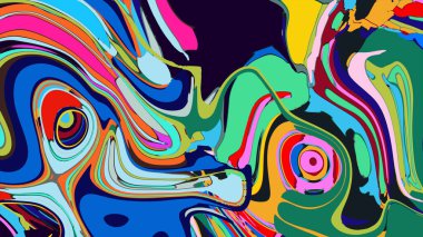 soyut psikedelik dijital sanat eserleri canlı kıvrımlı renkler içerir, dinamik, akışkan bir bileşim oluşturur.