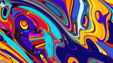 soyut psikedelik dijital sanat eserleri canlı kıvrımlı renkler içerir, dinamik, akışkan bir bileşim oluşturur.