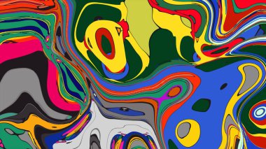 soyut psikedelik dijital sanat eserleri canlı kıvrımlı renkler içerir, dinamik, akışkan bir bileşim oluşturur.