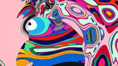 soyut psikedelik dijital sanat eserleri canlı kıvrımlı renkler içerir, dinamik, akışkan bir bileşim oluşturur.