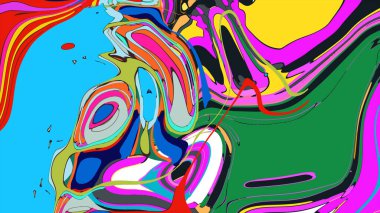 soyut psikedelik dijital sanat eserleri canlı kıvrımlı renkler içerir, dinamik, akışkan bir bileşim oluşturur.