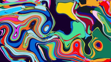 soyut psikedelik dijital sanat eserleri canlı kıvrımlı renkler içerir, dinamik, akışkan bir bileşim oluşturur.