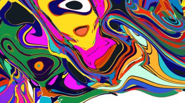 soyut psikedelik dijital sanat eserleri canlı kıvrımlı renkler içerir, dinamik, akışkan bir bileşim oluşturur.