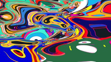 soyut psikedelik dijital sanat eserleri canlı kıvrımlı renkler içerir, dinamik, akışkan bir bileşim oluşturur.