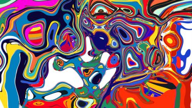 soyut psikedelik dijital sanat eserleri canlı kıvrımlı renkler içerir, dinamik, akışkan bir bileşim oluşturur.