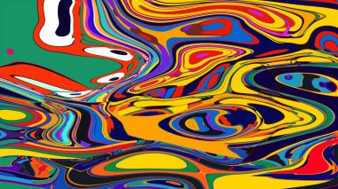 soyut psikedelik dijital sanat eserleri canlı kıvrımlı renkler içerir, dinamik, akışkan bir bileşim oluşturur.