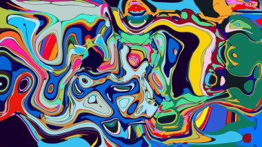 soyut psikedelik dijital sanat eserleri canlı kıvrımlı renkler içerir, dinamik, akışkan bir bileşim oluşturur.