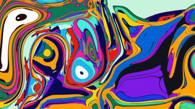 soyut psikedelik dijital sanat eserleri canlı kıvrımlı renkler içerir, dinamik, akışkan bir bileşim oluşturur.