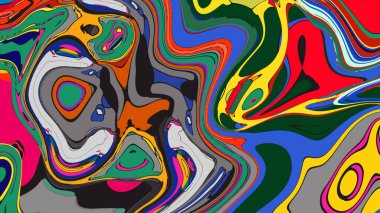 soyut psikedelik dijital sanat eserleri canlı kıvrımlı renkler içerir, dinamik, akışkan bir bileşim oluşturur.