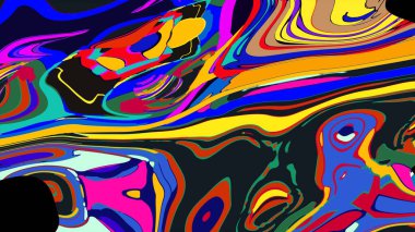soyut psikedelik dijital sanat eserleri canlı kıvrımlı renkler içerir, dinamik, akışkan bir bileşim oluşturur.