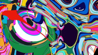 soyut psikedelik dijital sanat eserleri canlı kıvrımlı renkler içerir, dinamik, akışkan bir bileşim oluşturur.