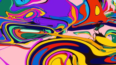 soyut psikedelik dijital sanat eserleri canlı kıvrımlı renkler içerir, dinamik, akışkan bir bileşim oluşturur.