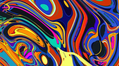 soyut psikedelik dijital sanat eserleri canlı kıvrımlı renkler içerir, dinamik, akışkan bir bileşim oluşturur.