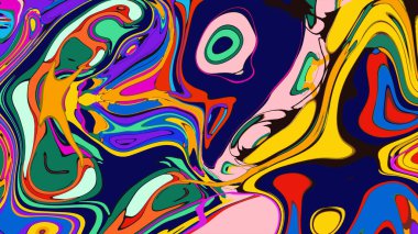 soyut psikedelik dijital sanat eserleri canlı kıvrımlı renkler içerir, dinamik, akışkan bir bileşim oluşturur.