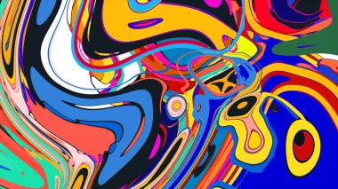 soyut psikedelik dijital sanat eserleri canlı kıvrımlı renkler içerir, dinamik, akışkan bir bileşim oluşturur.