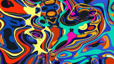 soyut psikedelik dijital sanat eserleri canlı kıvrımlı renkler içerir, dinamik, akışkan bir bileşim oluşturur.