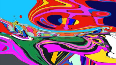 soyut psikedelik dijital sanat eserleri canlı kıvrımlı renkler içerir, dinamik, akışkan bir bileşim oluşturur.