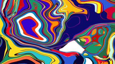 soyut psikedelik dijital sanat eserleri canlı kıvrımlı renkler içerir, dinamik, akışkan bir bileşim oluşturur.