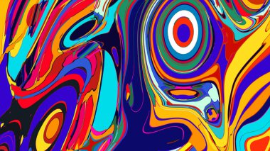 soyut psikedelik dijital sanat eserleri canlı kıvrımlı renkler içerir, dinamik, akışkan bir bileşim oluşturur.