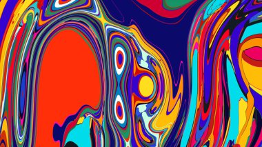 soyut psikedelik dijital sanat eserleri canlı kıvrımlı renkler içerir, dinamik, akışkan bir bileşim oluşturur.