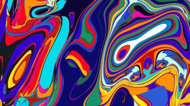soyut psikedelik dijital sanat eserleri canlı kıvrımlı renkler içerir, dinamik, akışkan bir bileşim oluşturur.