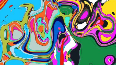 soyut psikedelik dijital sanat eserleri canlı kıvrımlı renkler içerir, dinamik, akışkan bir bileşim oluşturur.