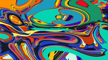 soyut psikedelik dijital sanat eserleri canlı kıvrımlı renkler içerir, dinamik, akışkan bir bileşim oluşturur.