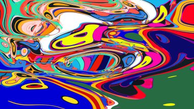 soyut psikedelik dijital sanat eserleri canlı kıvrımlı renkler içerir, dinamik, akışkan bir bileşim oluşturur.