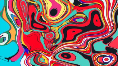 soyut psikedelik dijital sanat eserleri canlı kıvrımlı renkler içerir, dinamik, akışkan bir bileşim oluşturur.