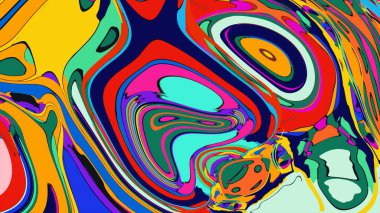soyut psikedelik dijital sanat eserleri canlı kıvrımlı renkler içerir, dinamik, akışkan bir bileşim oluşturur.