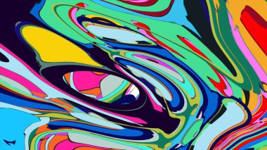 soyut psikedelik dijital sanat eserleri canlı kıvrımlı renkler içerir, dinamik, akışkan bir bileşim oluşturur.