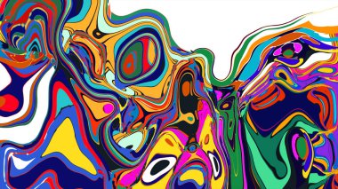 soyut psikedelik dijital sanat eserleri canlı kıvrımlı renkler içerir, dinamik, akışkan bir bileşim oluşturur.