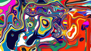 soyut psikedelik dijital sanat eserleri canlı kıvrımlı renkler içerir, dinamik, akışkan bir bileşim oluşturur.