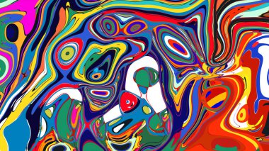 soyut psikedelik dijital sanat eserleri canlı kıvrımlı renkler içerir, dinamik, akışkan bir bileşim oluşturur.