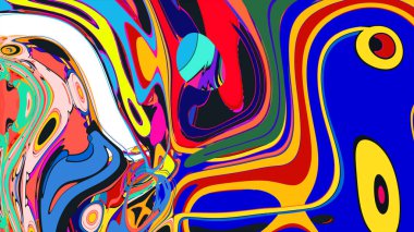 soyut psikedelik dijital sanat eserleri canlı kıvrımlı renkler içerir, dinamik, akışkan bir bileşim oluşturur.