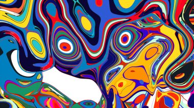 soyut psikedelik dijital sanat eserleri canlı kıvrımlı renkler içerir, dinamik, akışkan bir bileşim oluşturur.