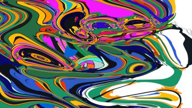 soyut psikedelik dijital sanat eserleri canlı kıvrımlı renkler içerir, dinamik, akışkan bir bileşim oluşturur.