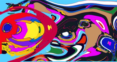 soyut psikedelik dijital sanat eserleri canlı kıvrımlı renkler içerir, dinamik, akışkan bir bileşim oluşturur.