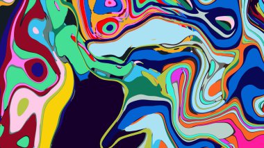soyut psikedelik dijital sanat eserleri canlı kıvrımlı renkler içerir, dinamik, akışkan bir bileşim oluşturur.