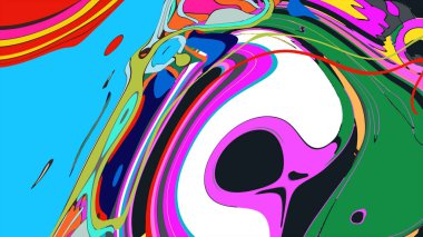 soyut psikedelik dijital sanat eserleri canlı kıvrımlı renkler içerir, dinamik, akışkan bir bileşim oluşturur.