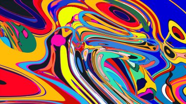 soyut psikedelik dijital sanat eserleri canlı kıvrımlı renkler içerir, dinamik, akışkan bir bileşim oluşturur.