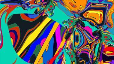 soyut psikedelik dijital sanat eserleri canlı kıvrımlı renkler içerir, dinamik, akışkan bir bileşim oluşturur.